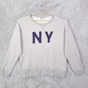 Ebbets Field Flannels Sweatshirt Mens Large Gray NY Graphic Crewneck Pullover